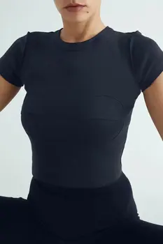 2021 Naiste Suvel Lühikese Varrukaga T-Särgid Värviga Ümber Kaela Sport Silmkoelised Tee Särk Femme Slim Vabaaja Crop Top Mujer