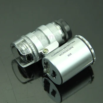 Mini 60X Luup Mikroskoobi UV Kullassepp Luup valuuta Detektori LED Valgus X7YF