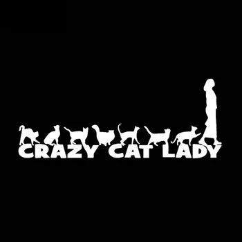 Naljakas Crazy Cat Lady Õiguse Ees Armas Auto Kleebis, millel on Aken, Autod, Mootorrattad, Soojendatav Tarvikud, Vinüül Kleebised,19cm*7,6 cm