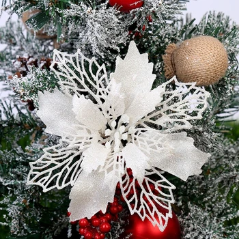 10tk 11cm Suur Kunstlik Glitter Lill Jõulupuu Ripatsid Ornament DIY