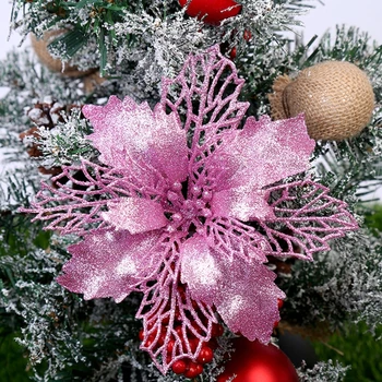 10tk 11cm Suur Kunstlik Glitter Lill Jõulupuu Ripatsid Ornament DIY