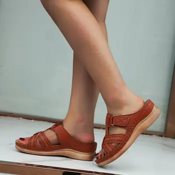 Suve Kingad Naine Sandaalid Naistele Pehme Vintage Sandaalid Anti-slip Suured Madala Kontsaga Kingad Ladies Walking Sandaalid