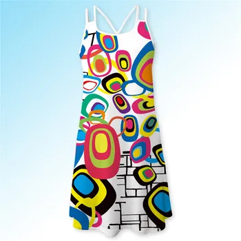 Uus 2021 Suvine Kleit Naiste 3d Trükitud Pilduma Risti Casual Kleit Varrukateta Elegantne O-kaelus, seest Õõnes Välja Õhuke Kleit Vestidos #T2G