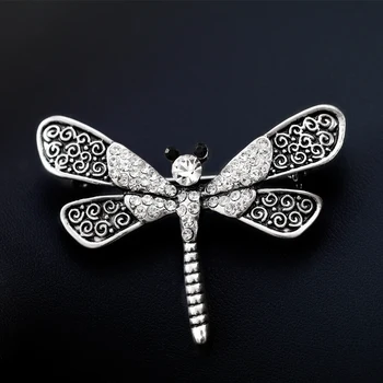 Vintage Hõbe Dragonfly Sõle Rhinestone Lomittaa Tiiva Prossid Naised, Lapsed Kingitus Loomade Sõrmed Tarvikud