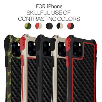 R-LIHTSALT Amira Armor Telefoni puhul Apple iPhone 11 Pro Max XR 8 7 Pluss Luksus Alumiinium+Carbon Fiber Kate iPhone XR Hõlmab