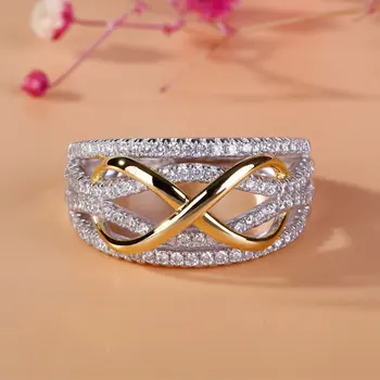 2020. aasta Uus Kahe Tooni Värvi Bowknot Kuju Kristall, Kuld 925 Sterling Hõbedane Rõngas Naiste Pulmad Engagement Tsirkoon Rõngad Ehted