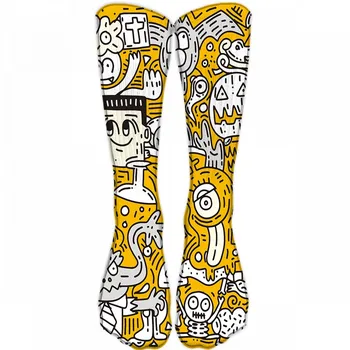 Uus Mens Sokk Brändi Naljakas Cartoon Doodle Muster Hip-Hop Lahe Sokid Naistele Õnnelik Harajuku Skate Pikad Sokid, Värviline