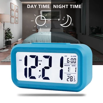 LED Digitaalne Äratuskell Elektrooniline Kell Smart Mute Taustvalgustusega Ekraan-Temperatuur & Kalender Kordus Funktsioon Alarm Clock Hea