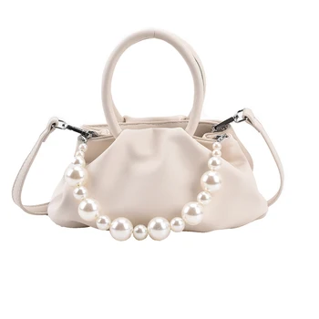 Tahked värvi, Plisseeritud Pearl kott 2021 Suvel Uue PU Nahast Naiste Disainer Käekotis Luksus brändi Väike Õlg Messenger Kott