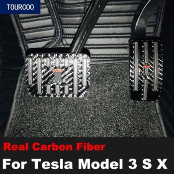 Päris Carbon Fiber Auto Gaasi, Gaasi-Stop Pedaali Piduriklotsi Kate Tesla Model 3 S X Car Styling Muutmine Tarvikud