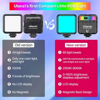 ULANZI VL49 R66 RGB Video Valgus w 3 Külma Kingad,Mini Laetav LED-Kaamera Tuli 360 Täielik Värvi Toetada Magnetic Attraction