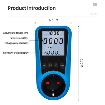 Digitaalne Ekraan Power Meter Pesa Praegune Voltmeeter koos Taustvalgustuse EL FR UK MEILE AU BR TA Plug Wattmeter elektriarve Monitor