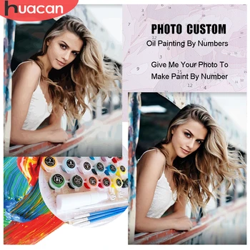 HUACAN Foto Custom Õli, Värvimine Poolt Numbrid Pildid Drawing Canvas Värvimine Perekonna Portree Kodu Kaunistamiseks DIY Kingitus