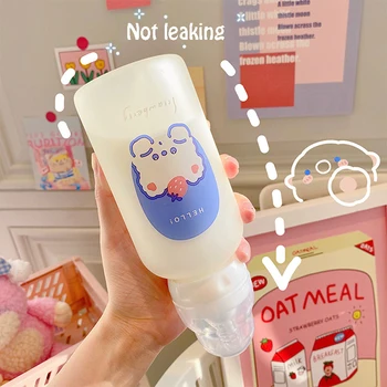 Cute Cartoon Maasikas Karu Klaas Lutt Vee Pudel Õled Cup Täiskasvanud Lapsed Piima Jäätunud Pudel Beebi Toitmise Pudelid