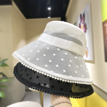 Fashion Korea Kalamees Müts Naiste Suvel Väljas Lai Nokk Visiir Kopp Luksus Müts Mereäärne Puhkus Päike Müts Kokkupandav Nühkima Kork