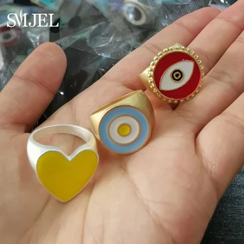 SMJEL Uus Sulam Emailiga Armastus Südames Rõngad Naiste Trendikas Vintage Silma Ring Ringi Poole Ehted korea Naine Rõngad Anel