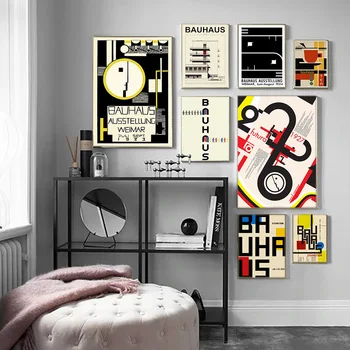 Vintage Bauhaus Plakatid ja Pildid Abstraktne, Värvikas Geomeetria Seina Art Lõuend Maali Pilte elutuba Home Decor