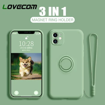 Luksuslik Pehme Vedela Silikooniga Case For iPhone Pro 12 11 12 Pro Max XR X XS Max 7 8 Plus Seista Ringi Omanik Õhuke Käed Rihma Kate