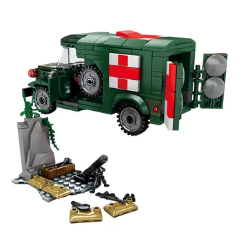 Sõjalise series II Maailmasõja Ameerika T214WC54 sõjaväe kiirabi DIY mudel ehitusplokid Mänguasjad, Kingitused