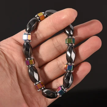 1 Tk Looduslikust kivist Pärlitest Käevõru Magnet Hematiit Tervise Käevõru Naistele Meeste helmed Ehted Mitmevärviline Gallstone Magnetiit