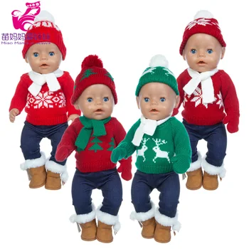 17 tolline baby doll talve kampsun 18 tolline nukk sall, müts, kindad Jõulud seatud nuku riideid