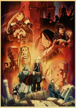 WTQ Fullmetal Alchemist Lõuend Värvimine Anime Plakat Jaapani Koomiks Koomiks Retro Plakat Seina Decor Seina Art Pilt Home Decor