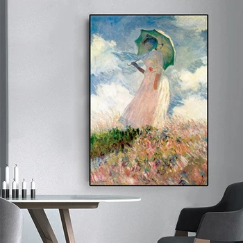 Claude Monet Lõuendile Maali Abstraktse Naine Päikesevari Plakatid ja Pildid Seina Art Pilt elutoa Seina Decor Cuadro
