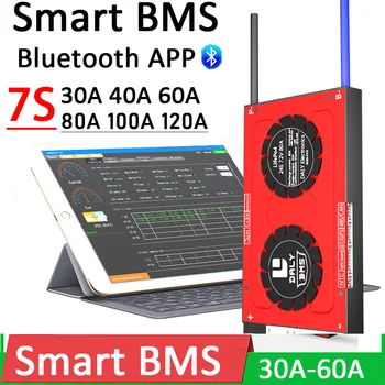Smart BMS 7S 24V 30A -120A 40A 60A 100A 18650 Li-Liitium-ioon Aku tarbijakaitseameti W Tasakaalu Bluetooth-RAKENDUSE PC kuvar