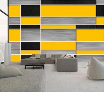 Beibehang Kohandatud taustpildi 3D must, kollane, hall geomeetriline pleisse taust seina-elutuba, magamistuba hotel teenetemärgi maali