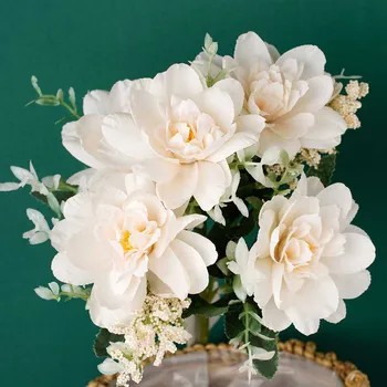 Valge Siid Kunstlikud Lilled Orhideed Lotus Tee Rose Võltsitud Lille Kodu Pulmas Pruut DIY Teenetemärgi Kimp Lahtiselt Hulgimüük