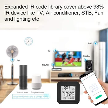 Tuya WiFi Smart IR Remote koos Temperatuuri ja Niiskuse Andur Kuupäev Ekraan, Konditsioneer TV AC Töötab Alexa,Google Kodu