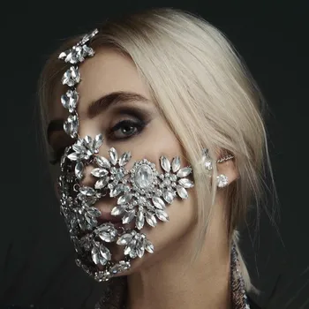 INS Liialdatud Luxury Crystal Masquerade Mask Teenetemärgi Festivali Nägu Ehted Tüdruk Näidata Rhinestone Ilu Mask Tarvikud