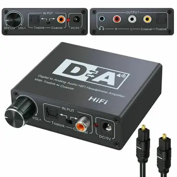192kHz 96 khz S/PDIF DAC Converter Digitaalne Koaksiaal-Toslink, et Analoog-RCA (R/L 3,5 mm Kõrvaklappide Audio Converter