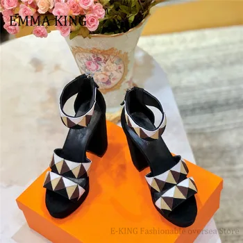 Tippkvaliteediga Kõrge Kontsaga Kingi Naise Sandaalid Velvet Suede Pahkluu Rihm Paksud Kontsaga Platvorm Sandaalid Elegantne Naiste Pool Kleit Kingad 2020