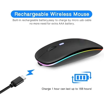 Juhtmeta Hiir Bluetooth-RGB Laetav Juhtmeta Arvuti Hääletu Mause LED Taustavalgustusega Ergonoomiline Gaming Mouse Sülearvuti