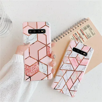 Plating Rhombus marmor omanik seista telefon case for samsung Galaxy NOTE20 ultra S8 S9 S10 S20 pluss S20FE A42 A12 NOTE10 N8 N9 s21