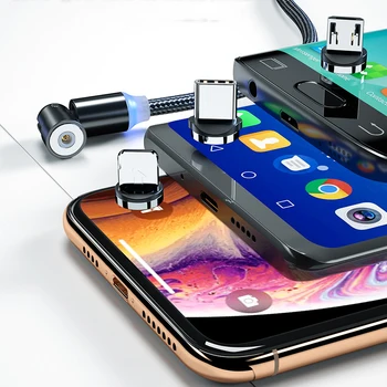 540 Pöörlema Magnetvälja Kaabliga Kiire Laadimine Magnetiga Laadija Micro USB Type C Kaabel või Mobiiltelefoni pikendusjuhet iPhone Xiaomi Samsung