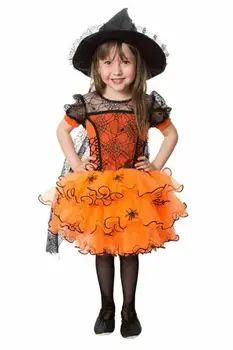 1-5T Uus Kuum Mood Lapsed Tüdrukud Nõid Pits Printsess Kleit Väikesed Tüdrukud Halloweeni Kõrvitsa Kostüüm Pool Kleidid ropa de bebe niña