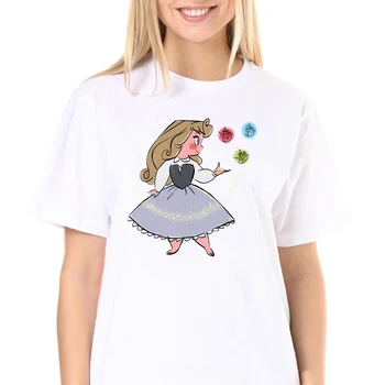Disney Armas Printsess Jasmine Trükitud Cute Cartoon T-Särk Naiste Lühikesed Varrukad Casual Valge Tüdrukud Tops Tshirt Uus Suvine T-särk