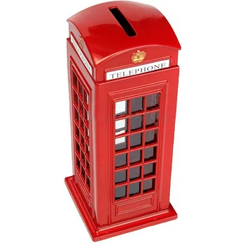 Metallist Punase Briti inglise London Telefoni Putka Pank Mündil Panga Säästa Pot Notsu Panga Punane Phone Booth Kasti 140X60X60Mm