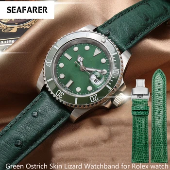 Roheline Sisalik Nahast Vaadata, Kellel on harvaesinev Jaanalind Naha Rolex Rohelise Vee Vaimu 20mm Liblikas Nuppu Meeste Vaata