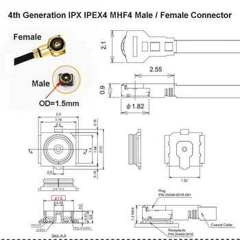 1tk Parem Nurk on RP-SMA Female, et IPEX-4 MHF4 Naine 3g-4g WIFI Antenn, RF Kaabel, Adapter RF1.13/0.81 mm Pats Pikendus Jumper