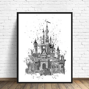 Disney Uinuv Kaunitar Magic Castle Lõuend abstraktsed Maalid Disney Princess Castle Prindi Plakat Seina Art Pilt Home Decor