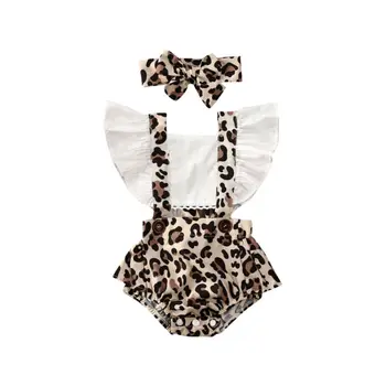 Vastsündinud Beebi Tüdruku Riided Leopard Kombekas Romper Bodysuit Peapael Varustus Komplekt Baby Väikelapse Suve Riideid Clothings Sunsuits