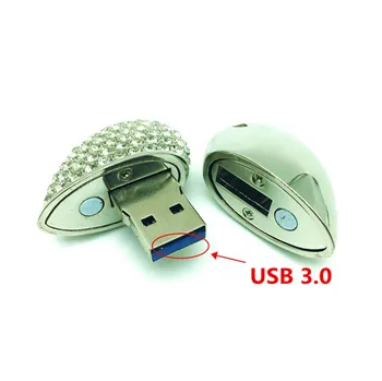 USB 3.0 High Speed 6 Värvi Metallist südame pendrive 4GB 8GB 16GB 32G Teemant Süda USB Flash Drive Memory Stick Roosa kinkekarp