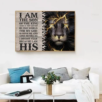 Ma Olen Kuningas Lõvi, Ma Ei Karda, Sest Ma Olen Oma Plakat , Kingitus Poja Kingitus Isale.Kodu Kaunistamine Seina Art Prints