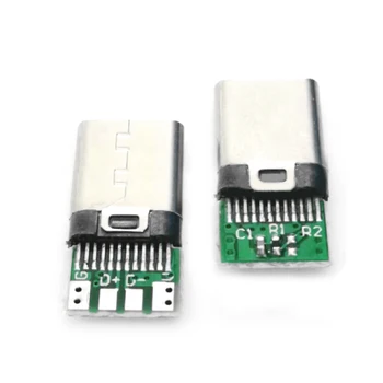 10tk Hot Müüa USB 2.0 Type C 24 Tihvtid Pesa Mees Pistikupesa Adapter Solder Wire PCB Pardal