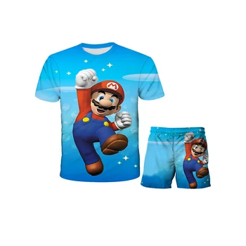 Suvel Moe Laste Riided 3D-Printimine koomiksitegelast Super Mario Tshirt Sobiks Poiste/Tüdrukute Riided Kõrge Kvaliteedi FabricSet