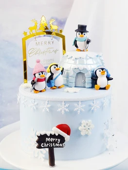 Häid Jõule Müts, Sall Talvel Pingviin Koogikarpides Torukübar Baby Shower Lumehelves Xmas Party, Küpsetamine, Kaunistamine Magustoit Tarvikud