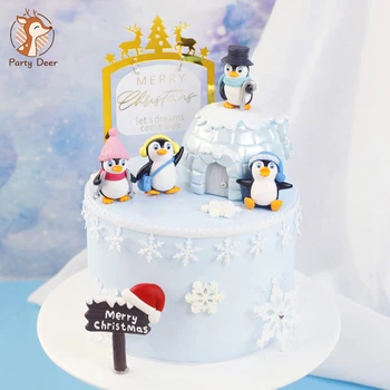 Häid Jõule Müts, Sall Talvel Pingviin Koogikarpides Torukübar Baby Shower Lumehelves Xmas Party, Küpsetamine, Kaunistamine Magustoit Tarvikud